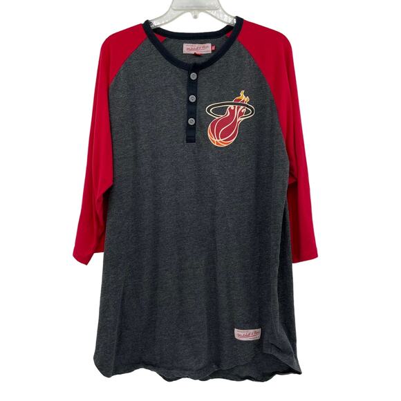 Miami Heat Mitchell & Ness 3/4 Sleeves Men's Shirt - Picture 1 of 7